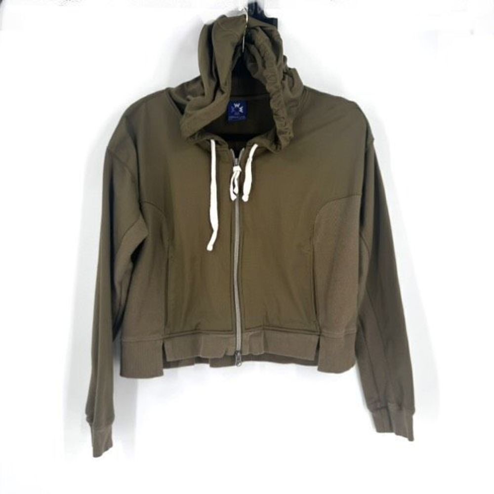 Without Walls Women's Zip-Up Drawstring Hooded‎ Jacket Olive Green Size Medium
